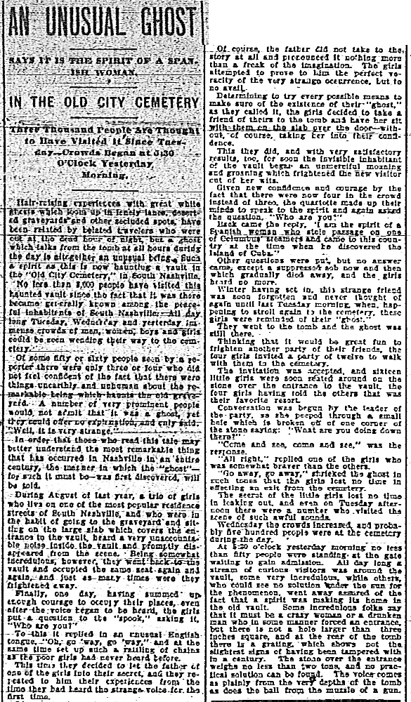 Article about unusual ghost