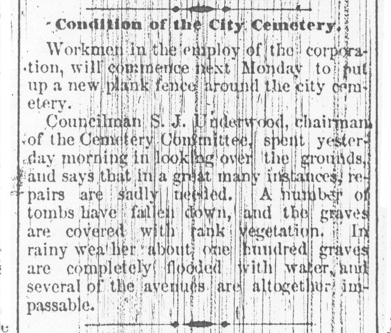 Condition of the City Cemetery