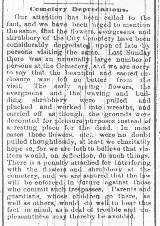 Cemetery Depredations