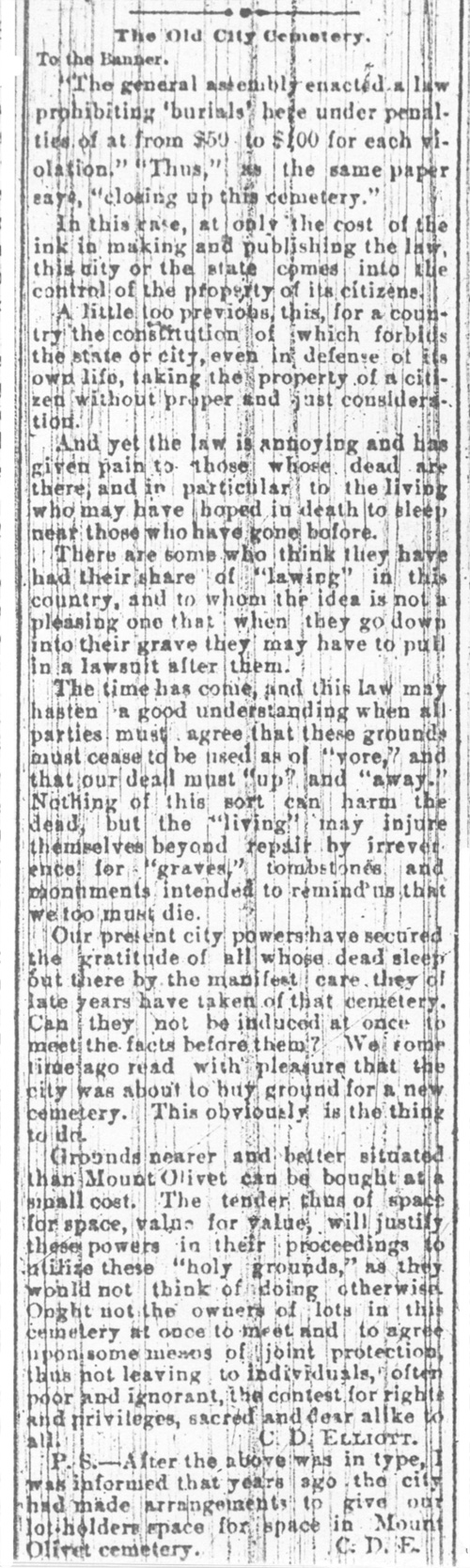 Letter to Editor April 1885