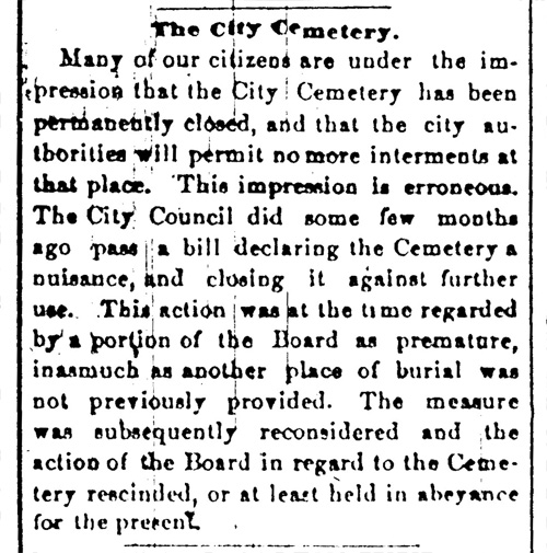 Cemetery a Nuisance