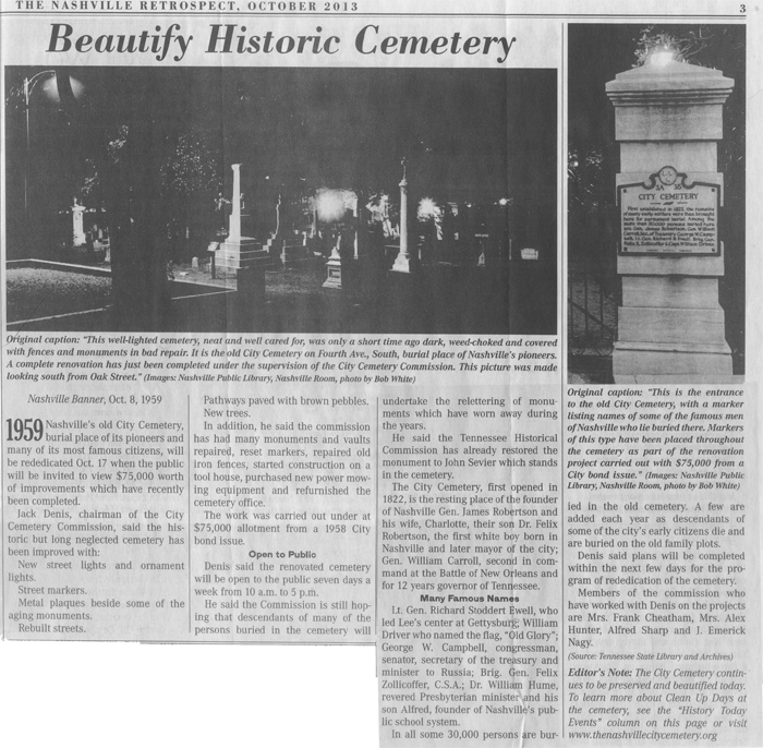 1959 Article about Cemetery