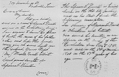 1909 letter to verify Norvell's Pension